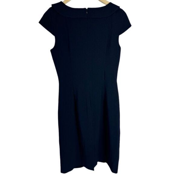 Ann Taylor Navy Ruffle Front Dress Sz 4 - Picture 2 of 11